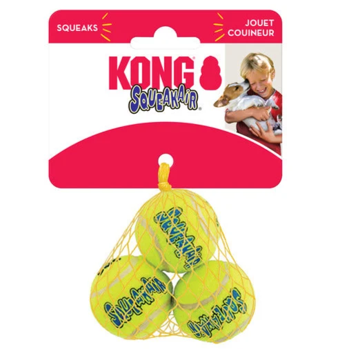 KONG SqueakAir X-Small Balls 3 Pack - Durable, Squeaky Tennis Balls for Dogs