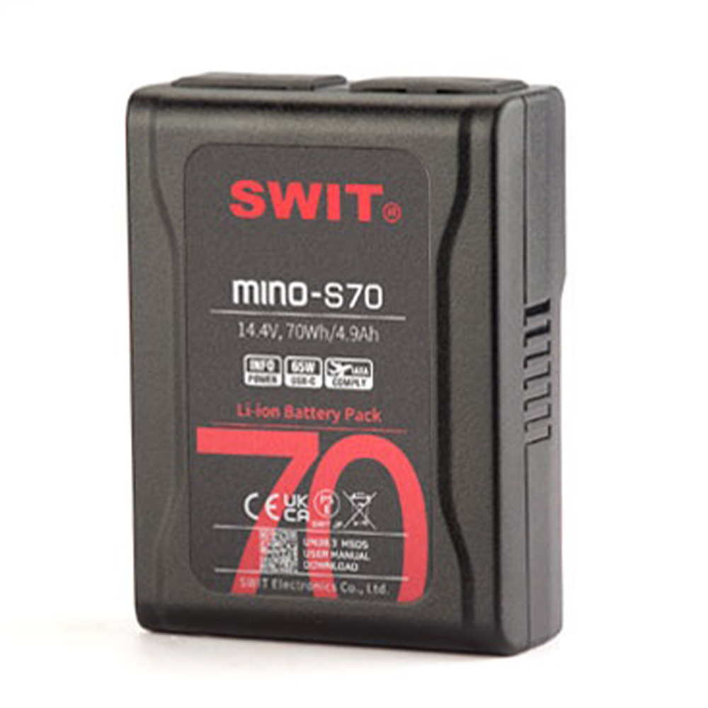 SWIT Mino-S70 70Wh pocket mini V-mount Battery pack with USB-A/USB-C/D-tap