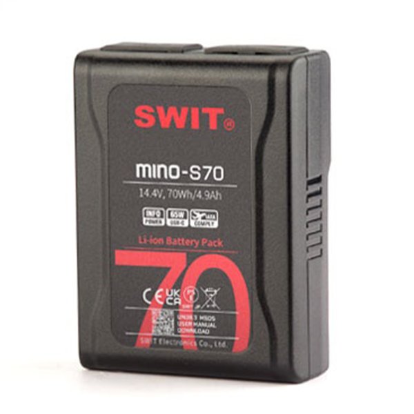 SWIT Mino-S70 70Wh pocket mini V-mount Battery pack with USB-A/USB-C/D-tap