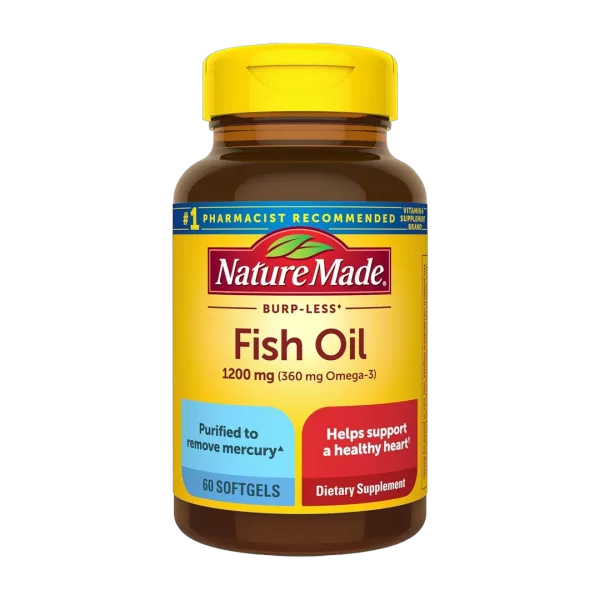Nature Made, Burp Less Fish Oil Omega 3, 1200 mg, 60 Softgels