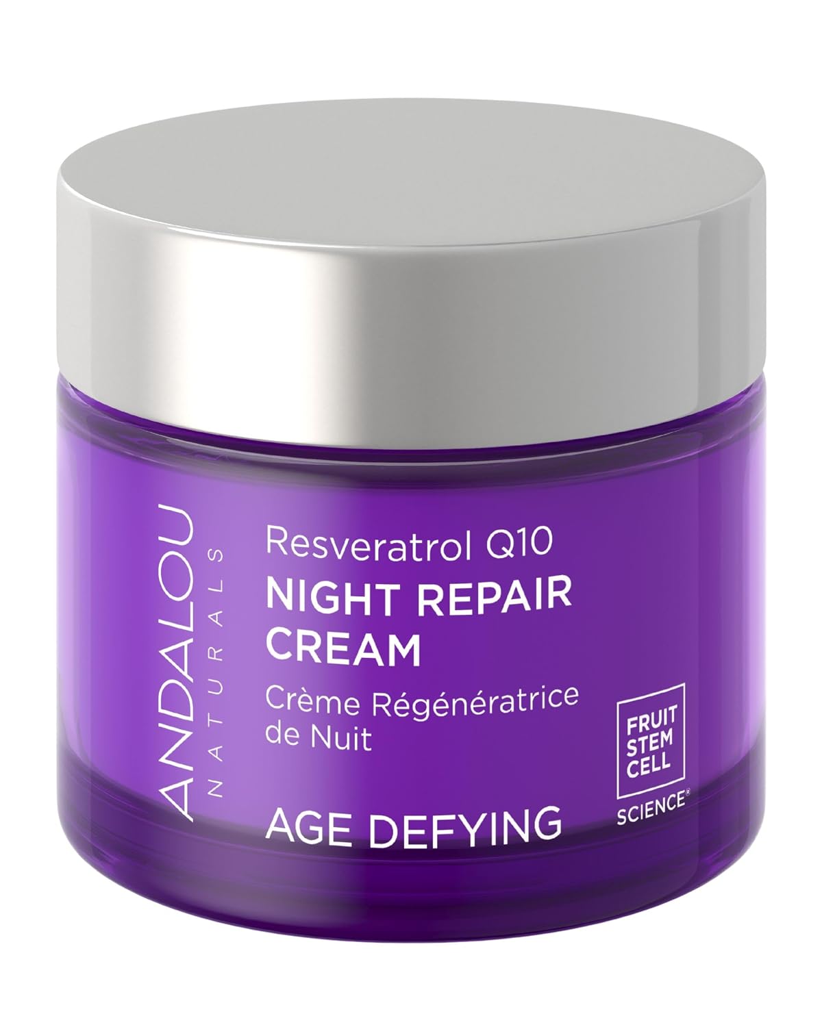 Andalou Naturals Age Defying Resveratrol Q10 Night Repair Cream – Hydrating Anti-Wrinkle Moisturizer For Dry Skin, 1.7 Oz