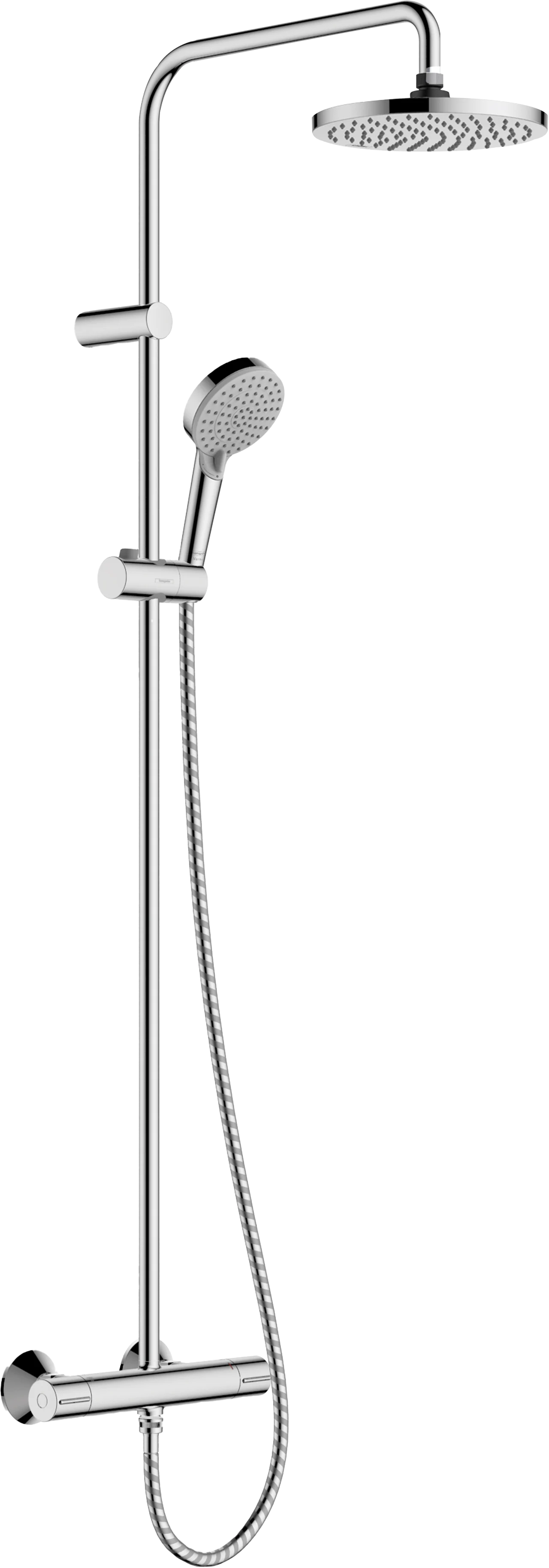 Hansgrohe rain shower set Vernis Blend 200 with hand shower and 2-position thermostatic mixer, chrome - mixer center distance 15 cm