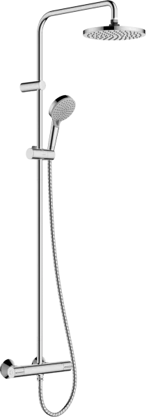 Hansgrohe rain shower set Vernis Blend 200 with hand shower and 2-position thermostatic mixer, chrome - mixer center distance 15 cm