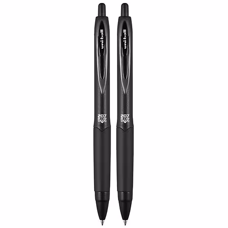 uniball™ 207 Plus+ Gel Pens, Black Ink, 0.7mm Medium Point, 12 Count