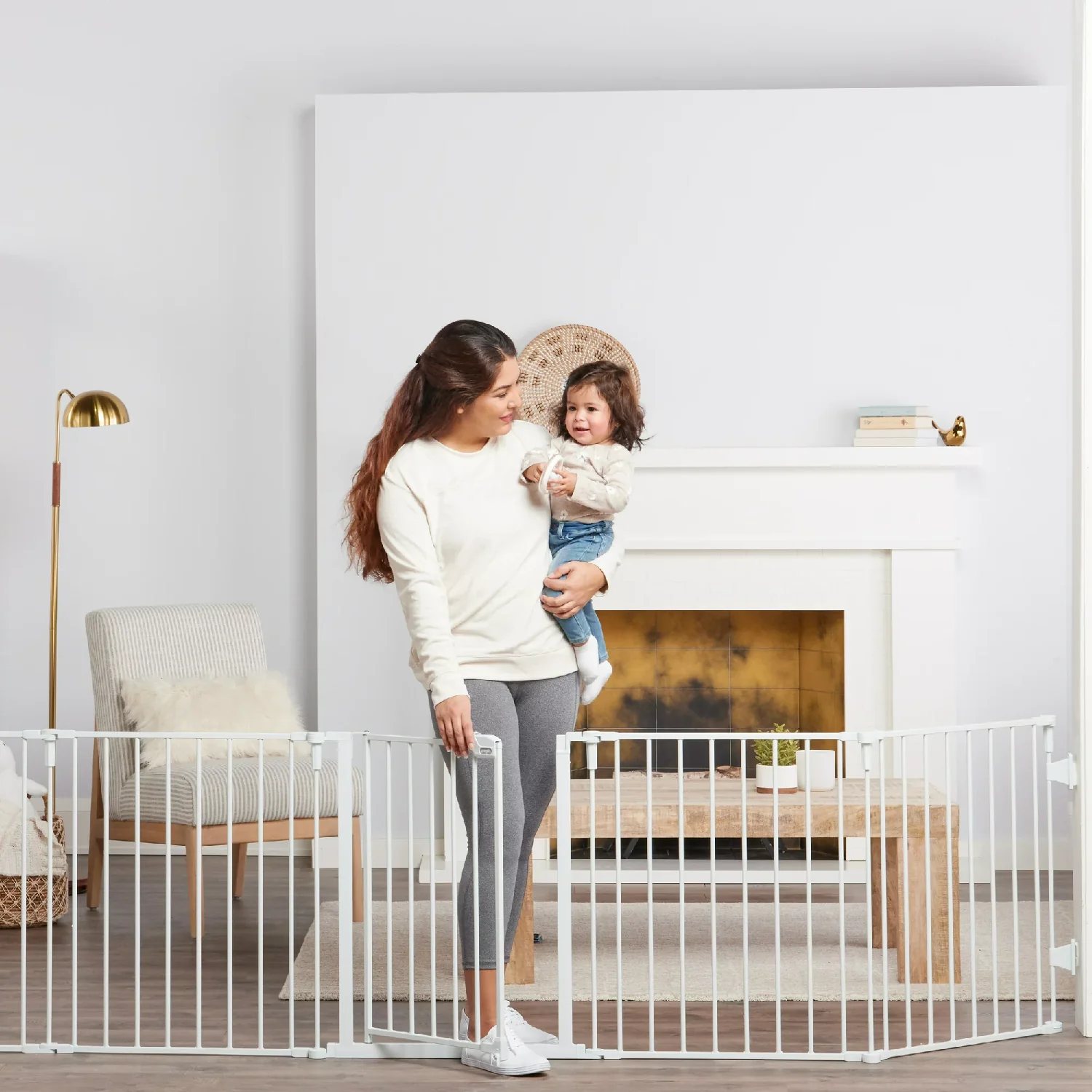 Regalo 144" Super Wide Adjustable Baby Gate and Play Yard: Metal, Hardware Mounted, Room Divider, Fireplace