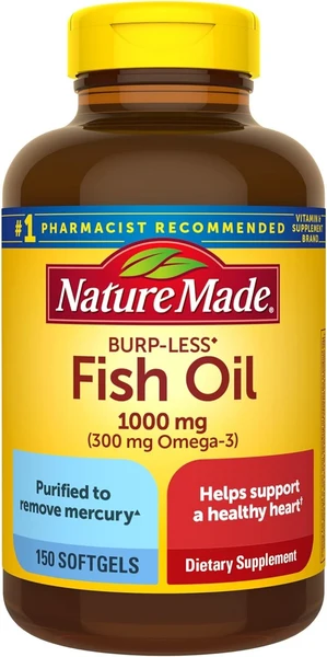 Nature Made Fish Oil, Burp-Less, 1000 Mg, Softgels - 150 Softgels