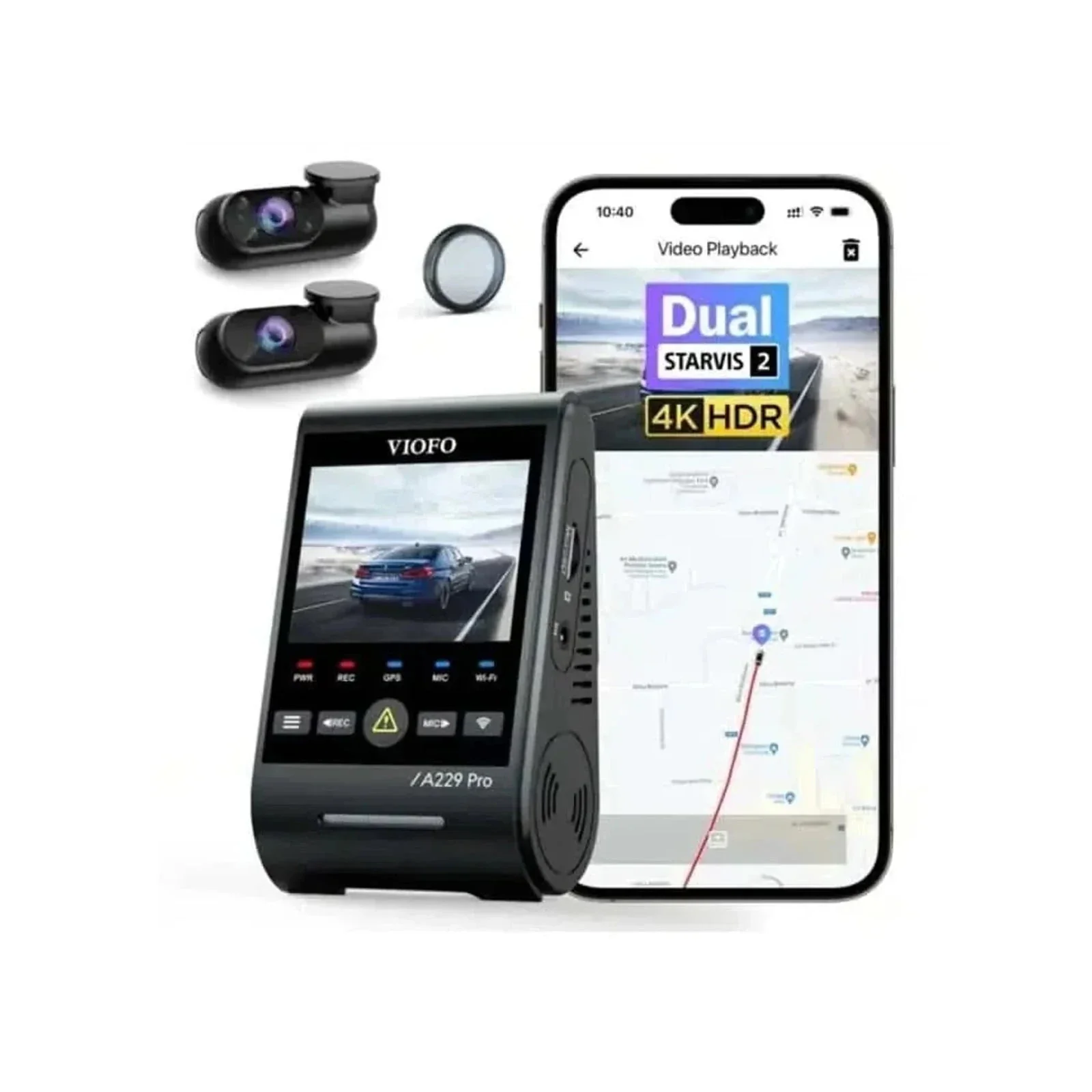VIOFO A229 Pro 3-Channel 4K Front, 2K Rear and Infrared Cabin Dash Cam