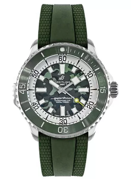 Breitling Superocean Automatic Super Diver 46mm Mens Watch Green Rubber