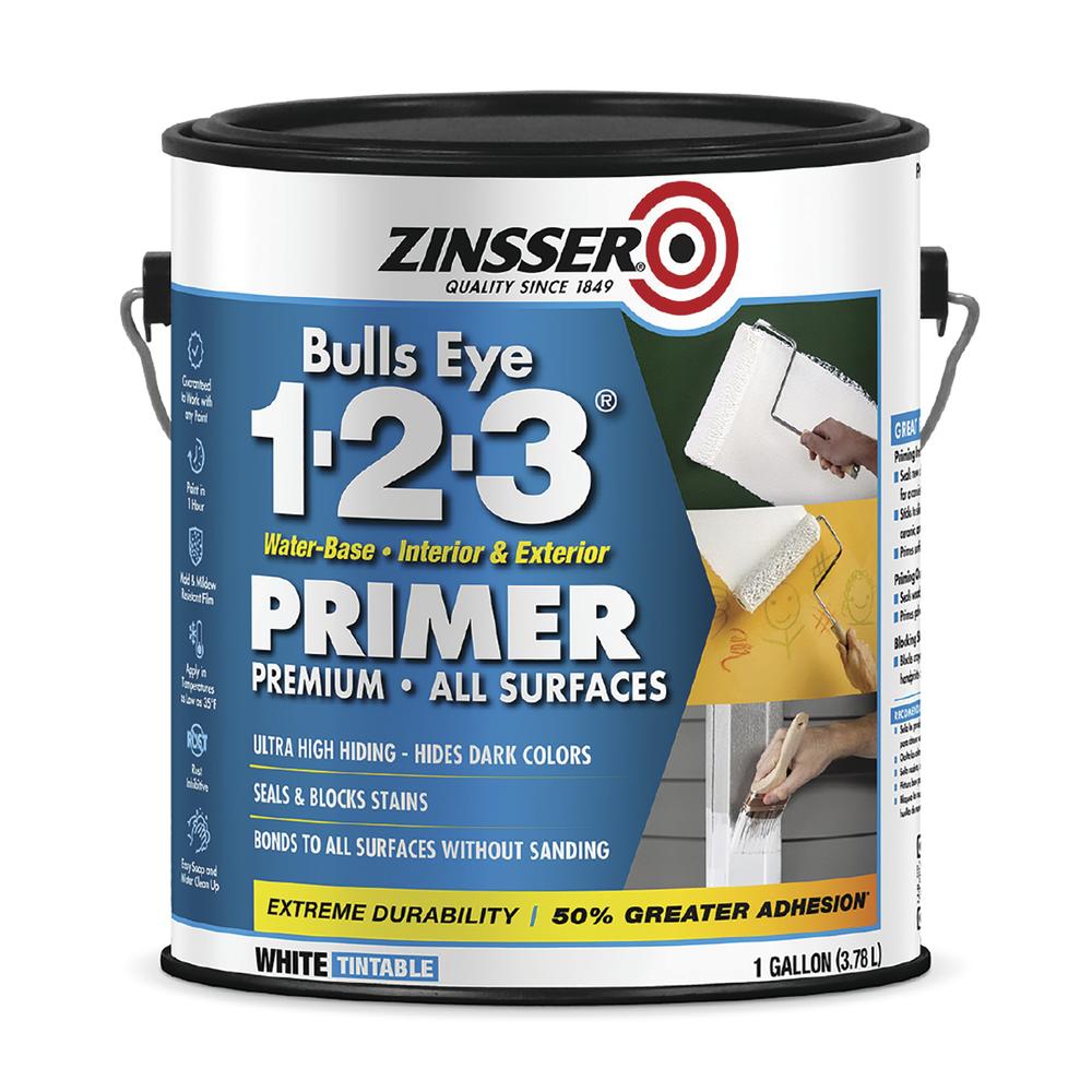 Bulls Eye 1-2-3 Water Based Primer, White, 1 Gal.