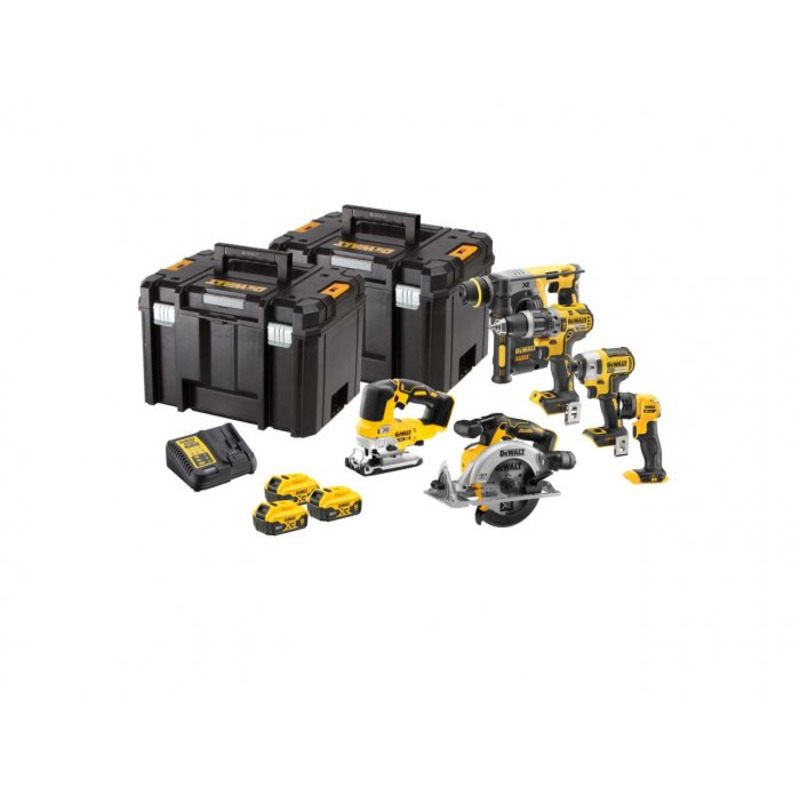 DEWALT DCK690P3T-GB 18V 3 x 5.0Ah Li-Ion XR Brushless Cordless 6-Piece Power Tool Kit