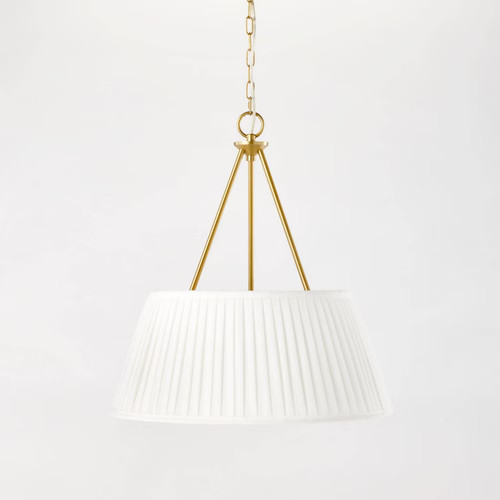 Pendant with Pleated Shade Ceiling Light White - Threshold™ designed with Studio McGee: Elegant Iron & Cotton Fixture, UL Listed