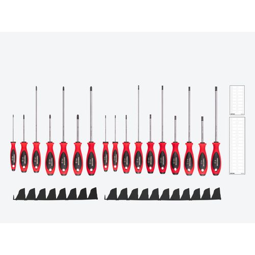 Phillips and Slotted Screwdriver Set with Black Modular Organizers - 4, 8 Inch Shanks, 17-Piece (P0 - P3, 3 - 8 mm)
