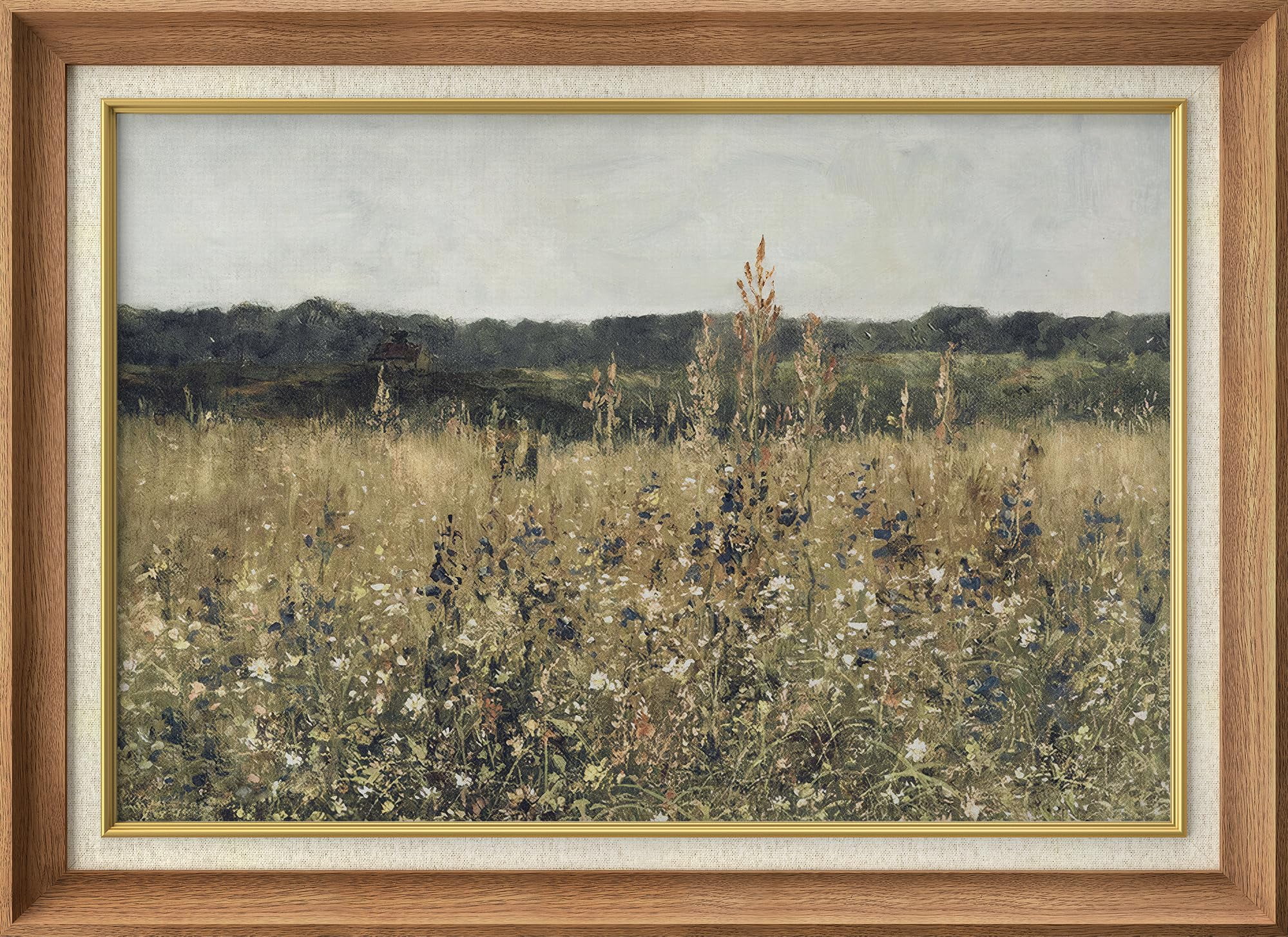 IDEA4WALL Premium Frame Wall Art Rustic Wildflower Country Landscape Print Nature Wilderness Illustrations Fine Art Floral Botanical Farmhouse Wall Decor for Living Room, Office - 26"x36" Natural