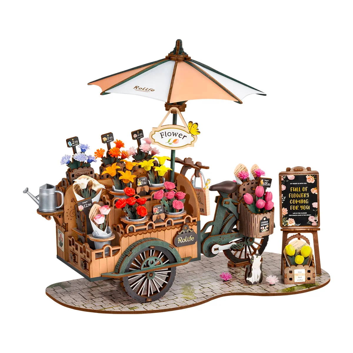Blossom Cart 3D Wooden Puzzle Model Kit