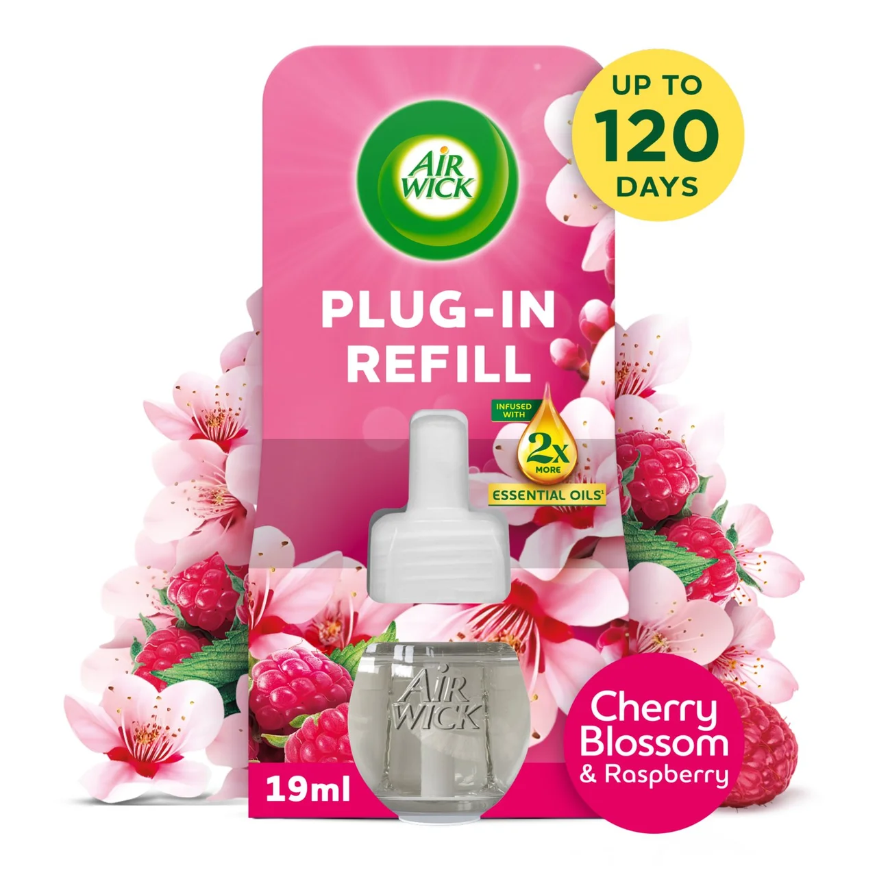 Air Wick Cherry Blossom & Raspberry Advanced Electrical Plug-in Kit 19ml, Lasts for up to 100 Days, Air Freshener