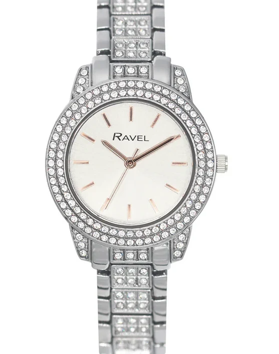 Ravel Plus Women's Round Cased Stone Set Jewellery Dress Watch