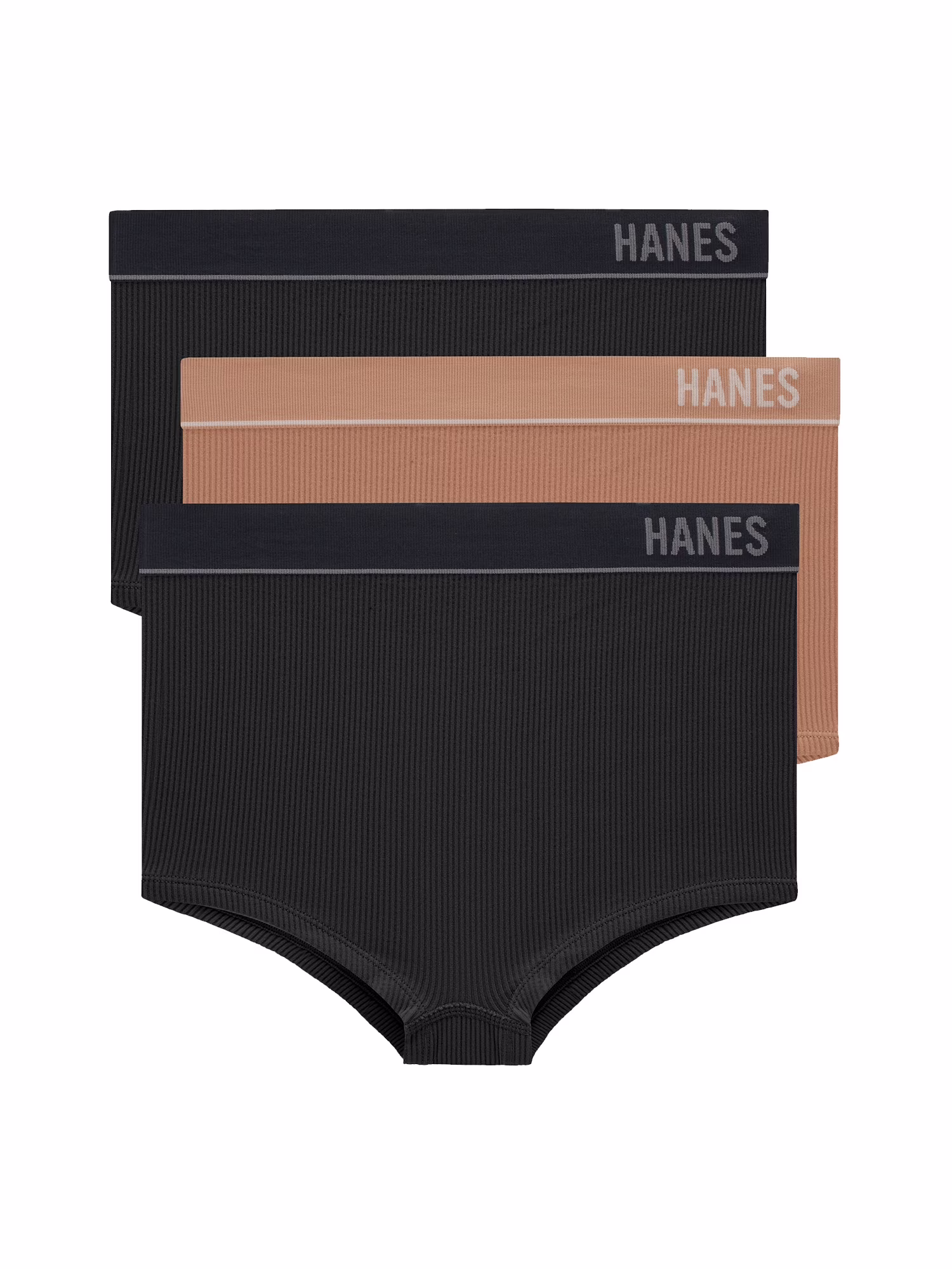 Hanes Originals Women's Underwear Seamless Rib Boyfit Panties, 3-Pack #MHBP14