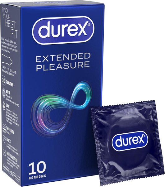 Durex Extended Pleasure Condoms 5% Benzocaine - 10 Pack