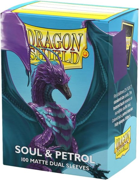 Dragon Shield Standard Matte Dual Card Sleeves Soul & Petrol 100 Count, Fully Opaque Dual-Layer Protective Sleeves with Textured Matte Finish for Standard Size Trading Cards