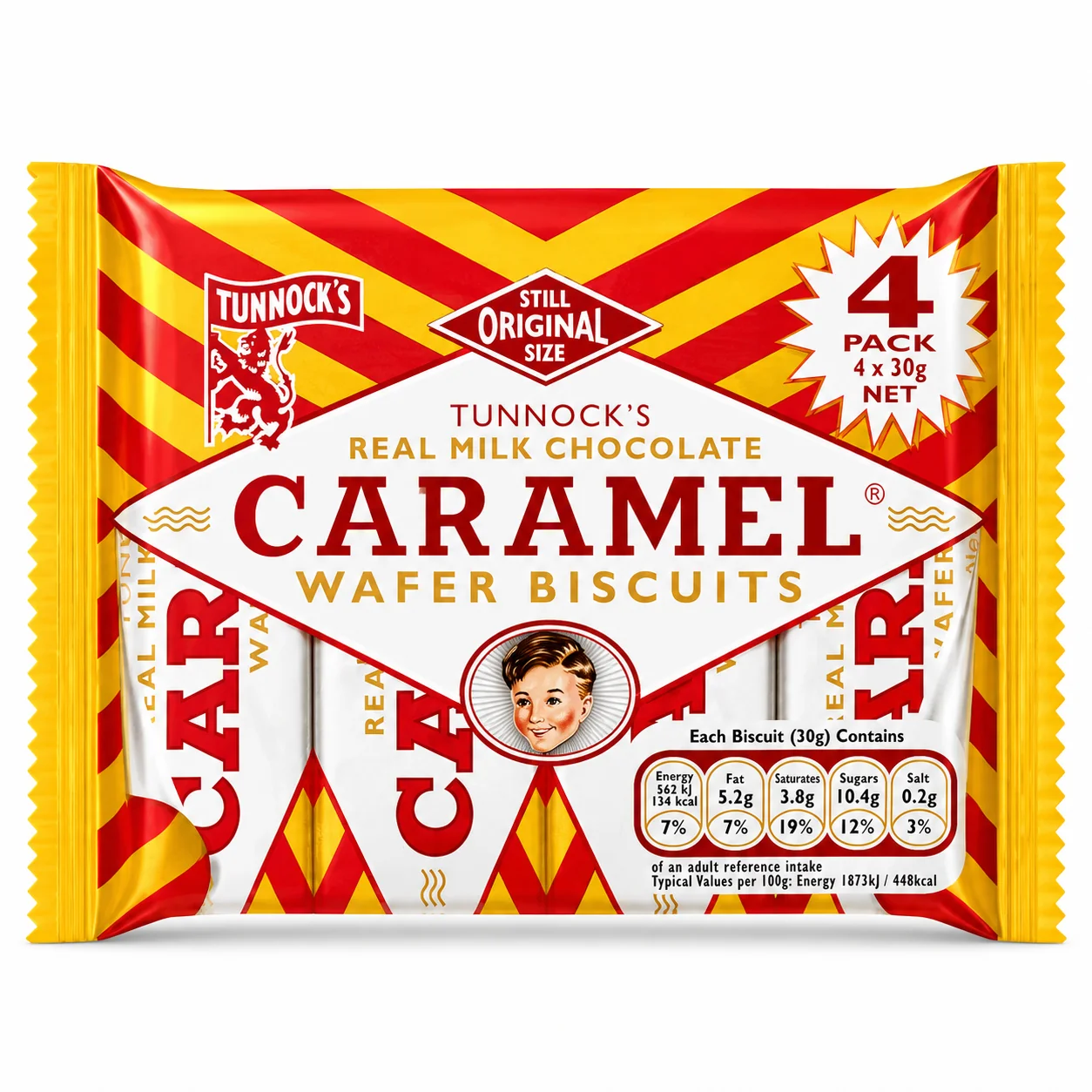 Tunnocks Milk Chocolate Caramel Wafer Bars 4 Pack