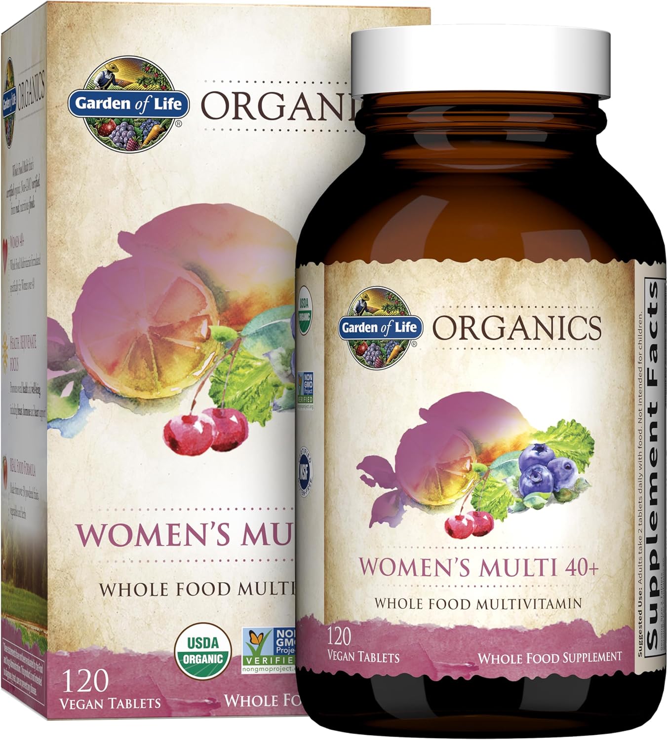 Garden of Life Organics Women’s Multi 40+ – Whole Food Multivitamin (120 Vegan Tablets)