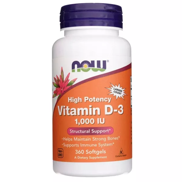 Vitamine D3 1000 IE | 25 mcg | 360 softgels | NOW Foods