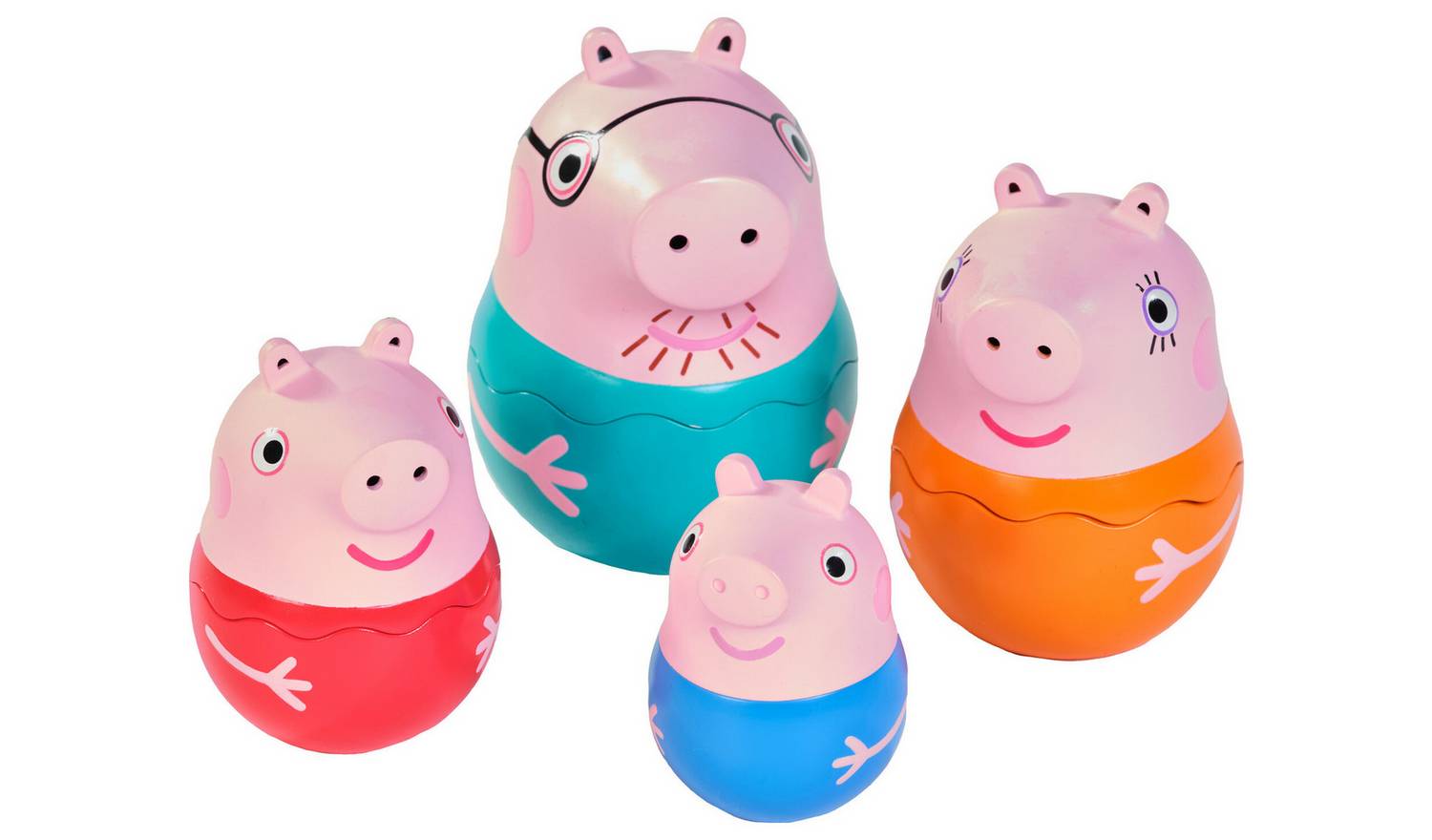 Toomies Peppa Pig Nesting Family Bath Toy, Babies and Toddler Water Toys, Stacking and Nesting Figures for Sensory Play, Beach and Pool Toys, Easy to Clean, Peppa George Mummy Daddy, 18 Months and Up