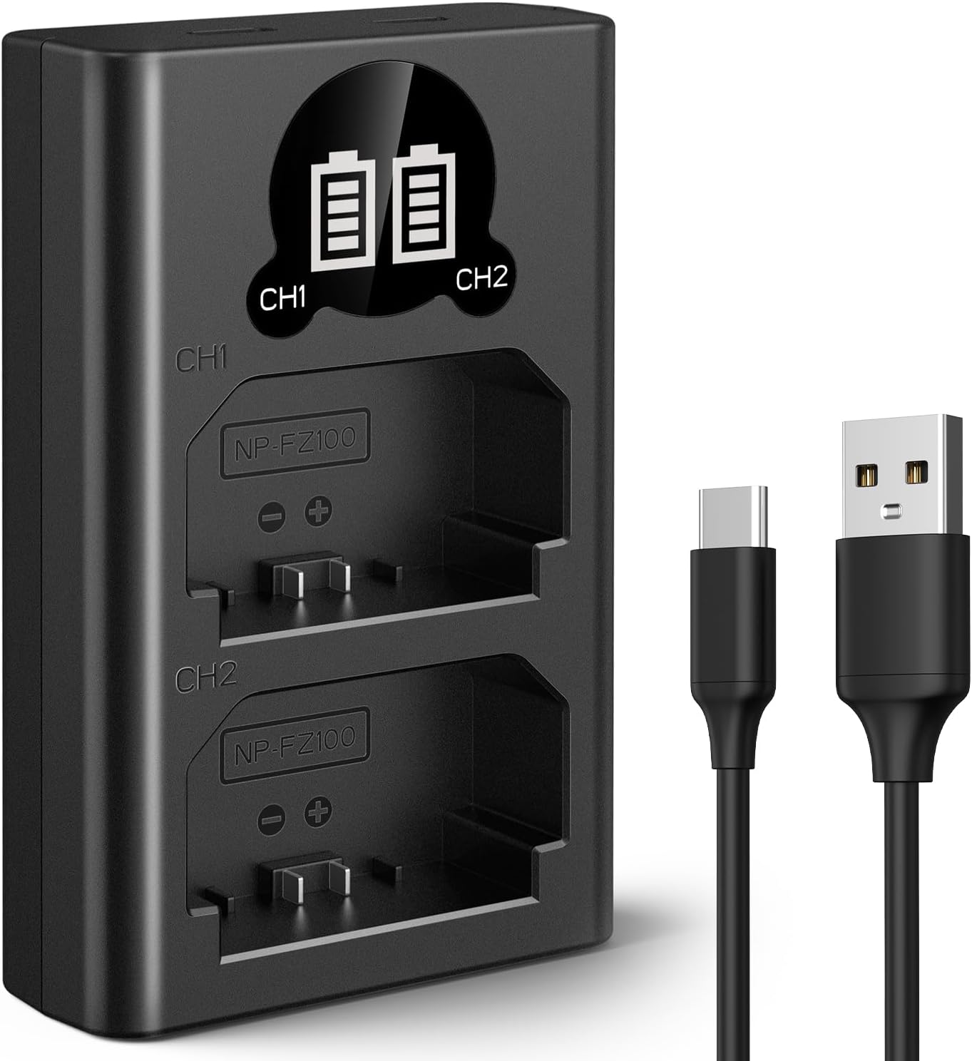 K&F Concept NP-FZ100 Dual Battery Charger USB-C with display