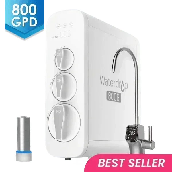 Waterdrop G3P800 Undersink Tankless Reverse Osmosis System - Black Faucet