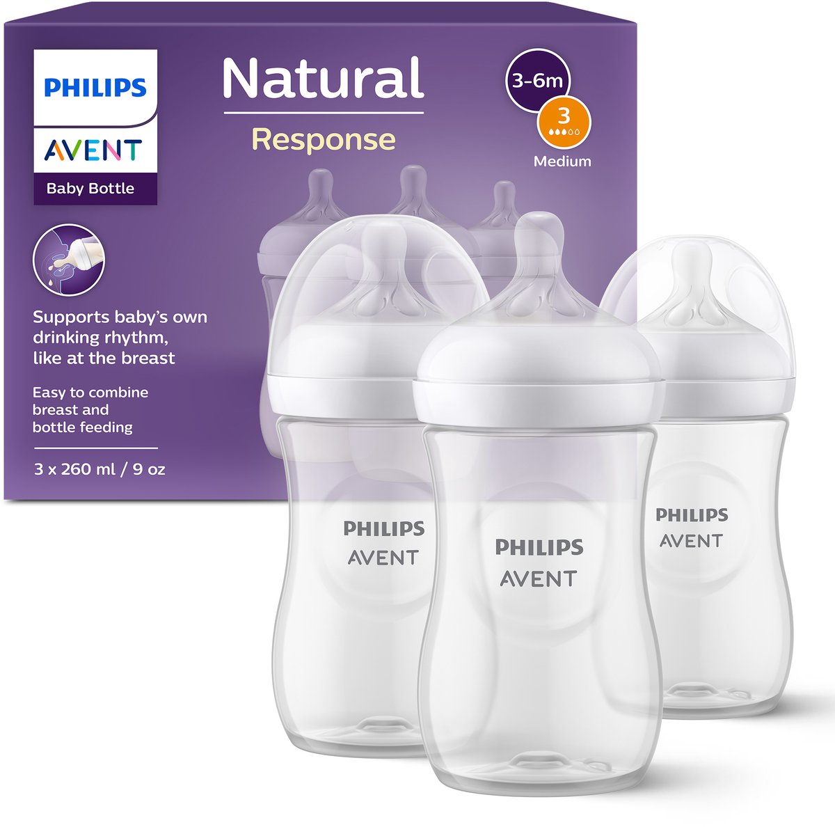 Philips Avent Babyfles 3.0 Natural 260ml 3st
