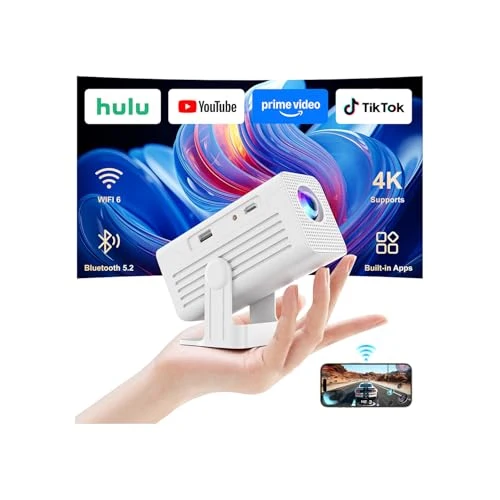 Mini Projector with WiFi and Bluetooth, Smart Portable Movie Projector