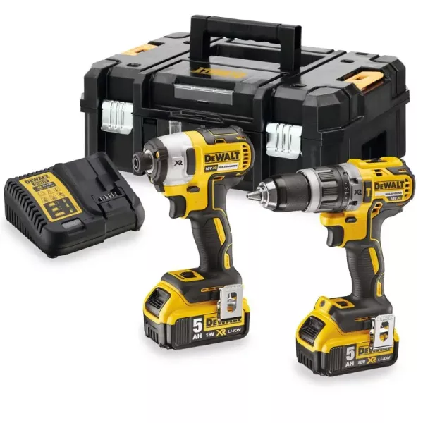DeWalt 18V XR Brushless Twin Pack Combi Drill Impact Driver 2x5Ah