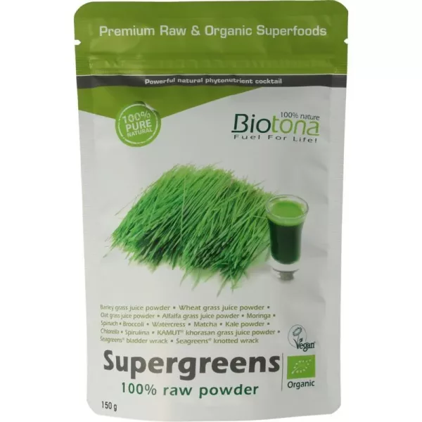 Biotona 100% Raw Supergreens Powder BIO - 150g
