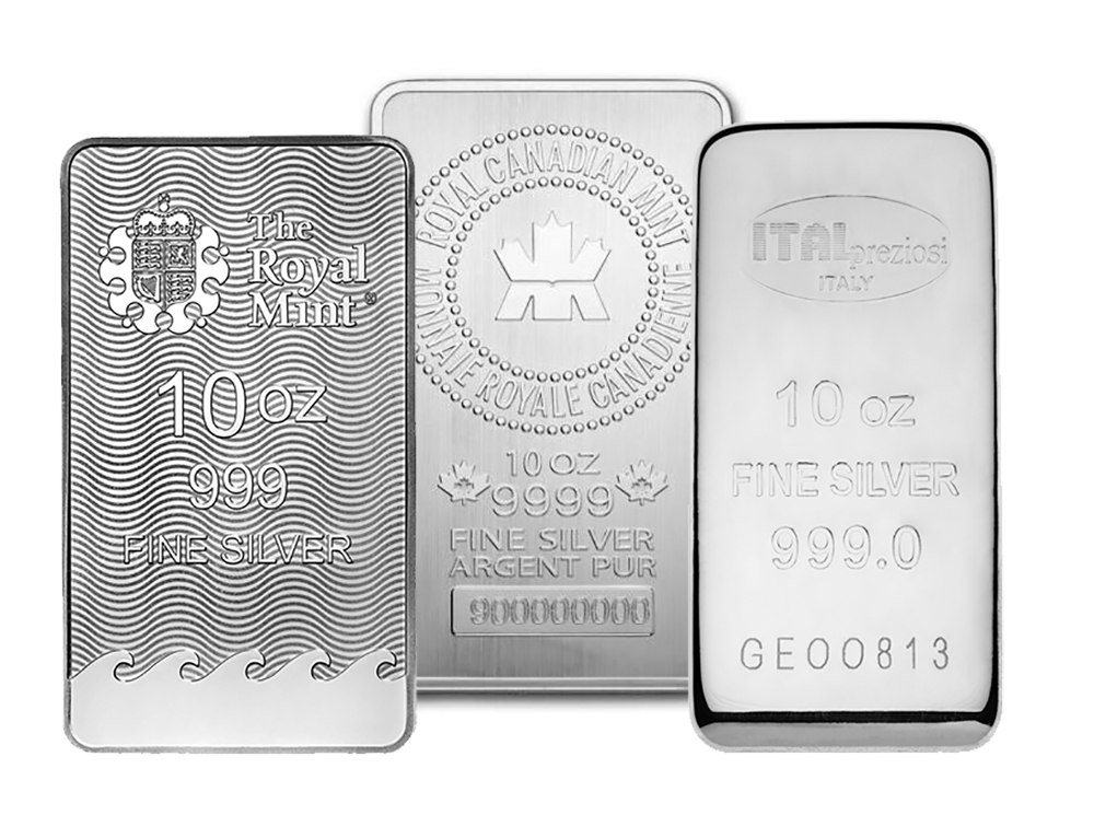 10 oz Silver Bar (Various Brands,.999)