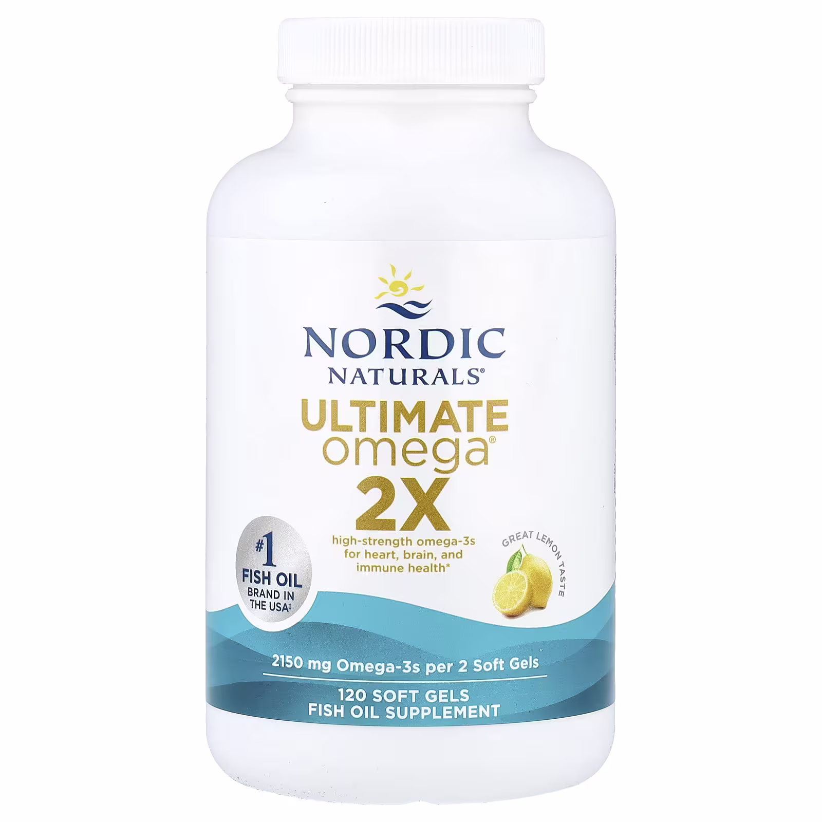 Ultimate Omega 2X – 2,150 MG Total Omega-3s – Lemon (120 Softgels)