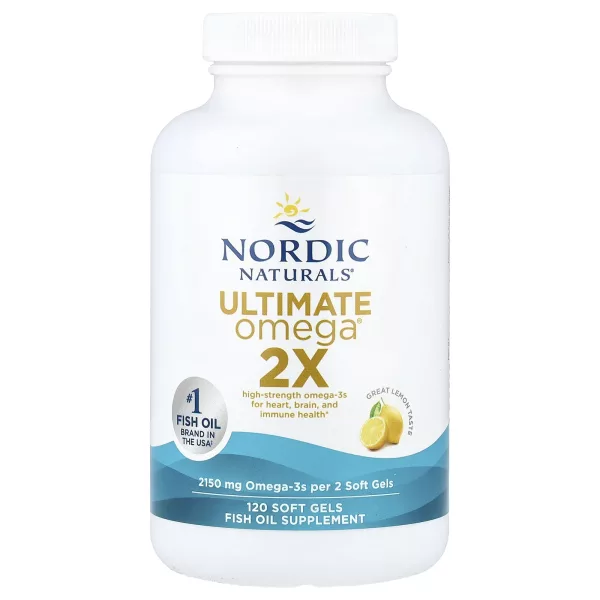 Ultimate Omega 2X – 2,150 MG Total Omega-3s – Lemon (120 Softgels)