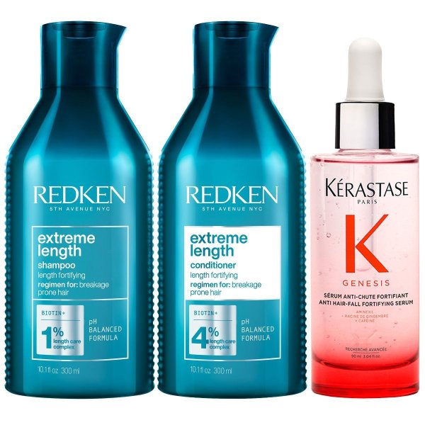 Redken Extreme Length Shampoo + Conditioner + Kérastase Genesis Serum - Voordeelset Haargroei
