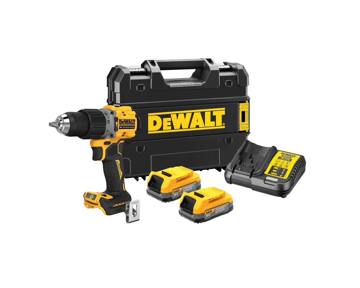 DEWALT DCD805E2T-GB 18V XR Cordless Compact 2 x 2.0Ah Powerstack Battery Brushless Hammer Drill Driver