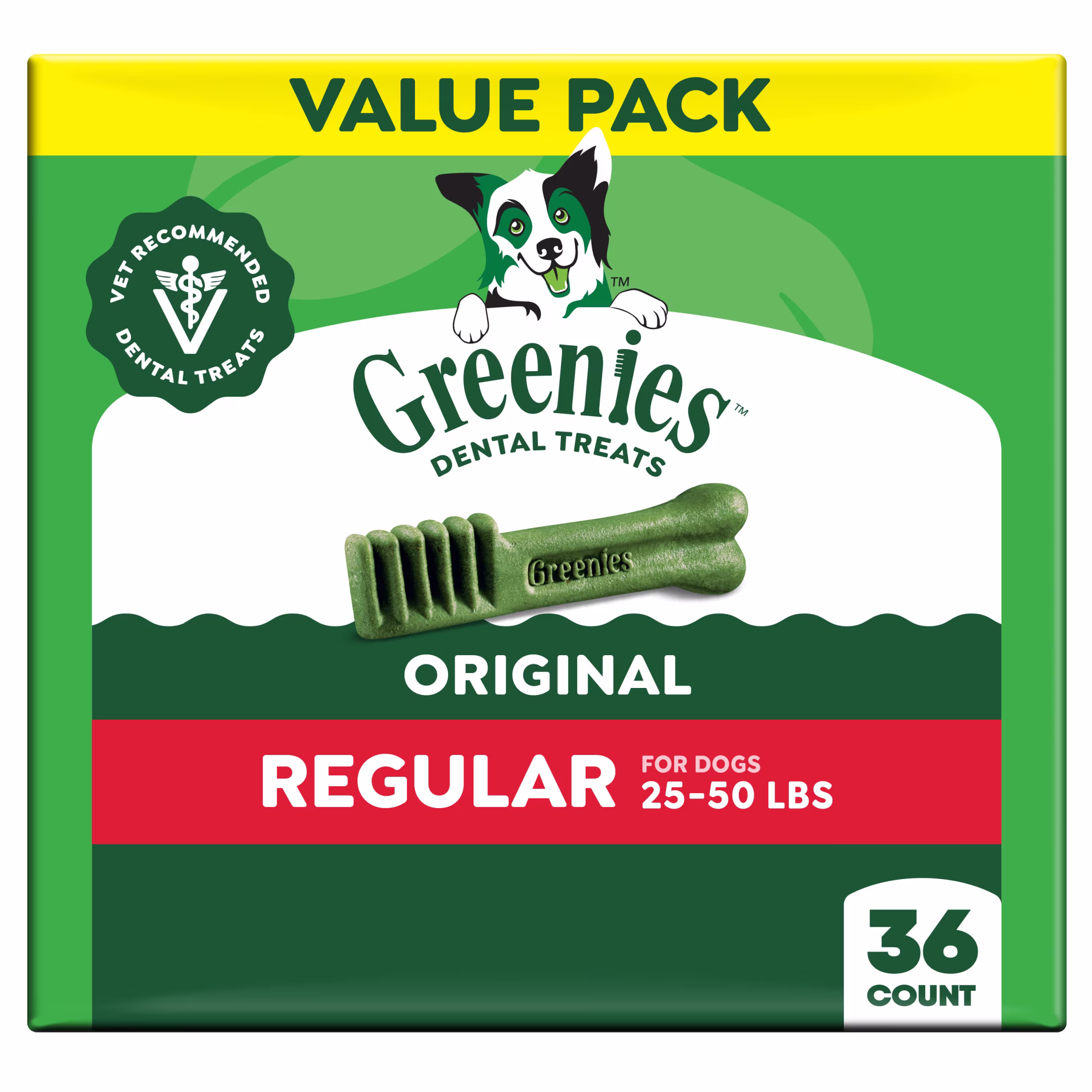 Greenies Original Regular Dental Dog Treats, 36 oz., Count of 36
