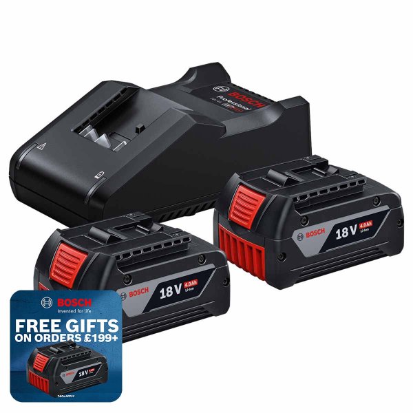 Bosch 2x GBA 4.0Ah CoolPack + GAL 18V-40 (carton) 18V Starter Set Cordless 1600A019S1