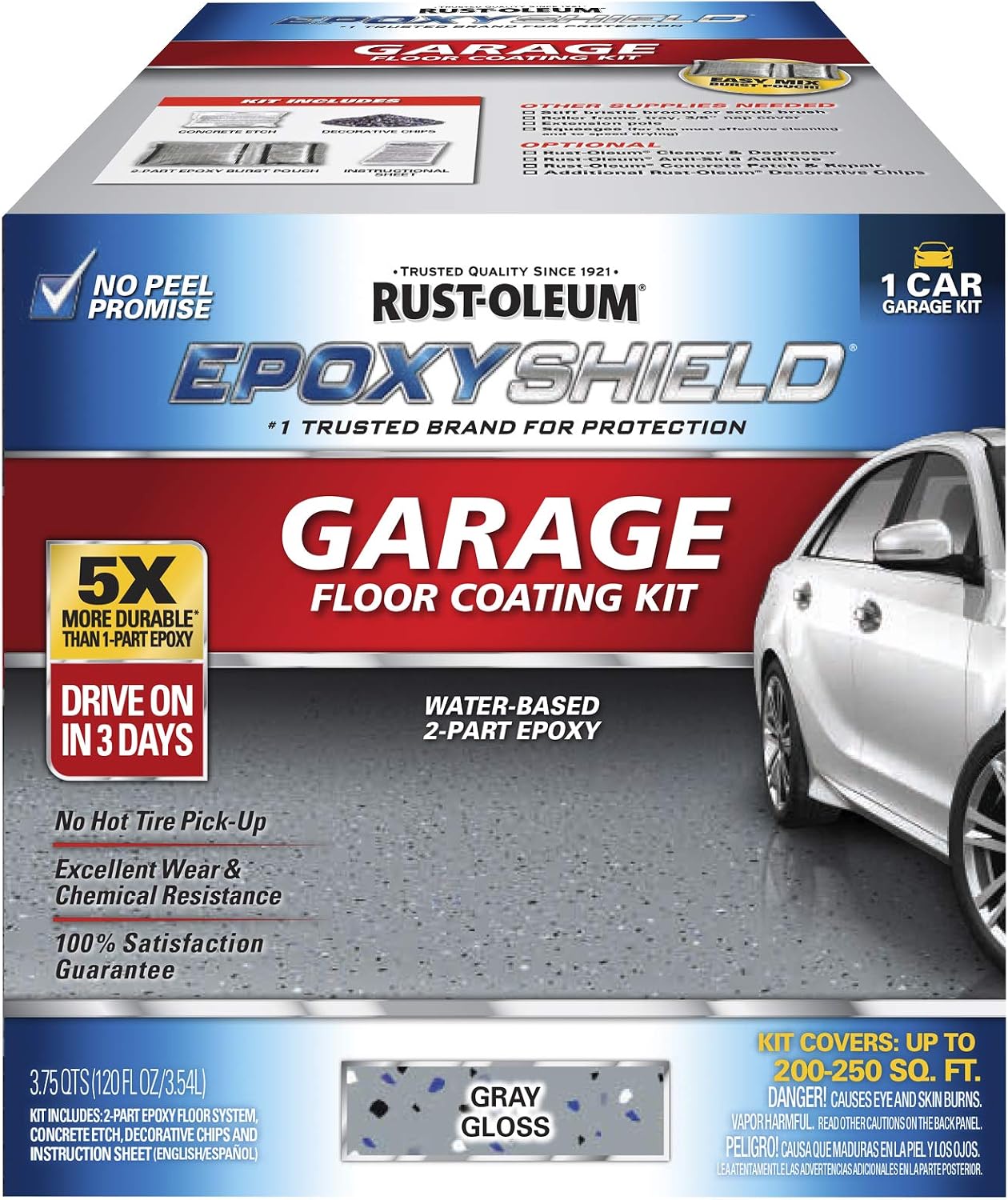 Rust-Oleum 120 fl oz Garage Floor Kit, Gloss Finish, Gray, Water Base