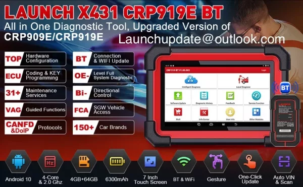 LAUNCH X431 CRP919E BT diagnoseapparaat – ECU-codering, CAN FD