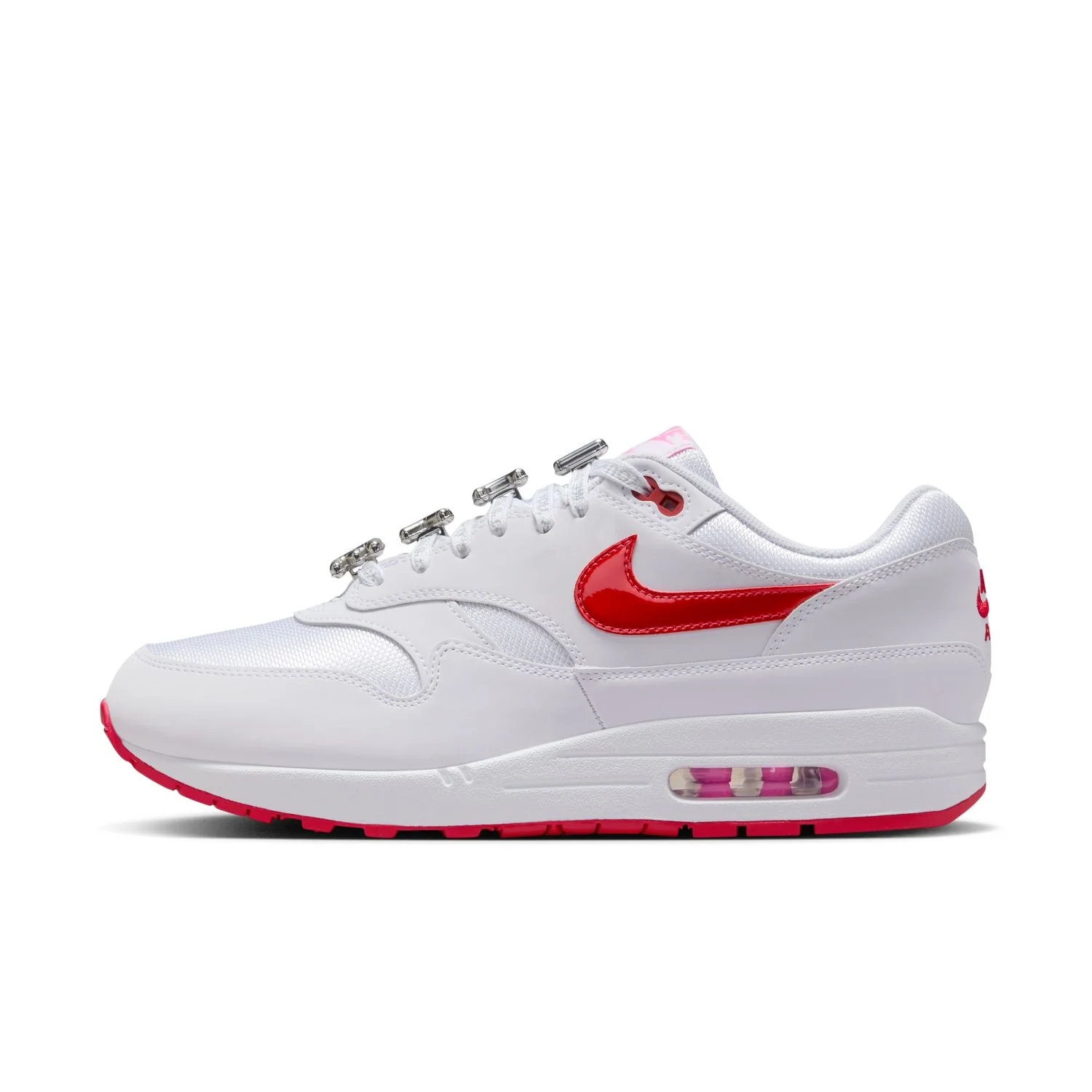 Nike Men's Air Max 1 Premium Shoes - White / Playful Pink / University Red