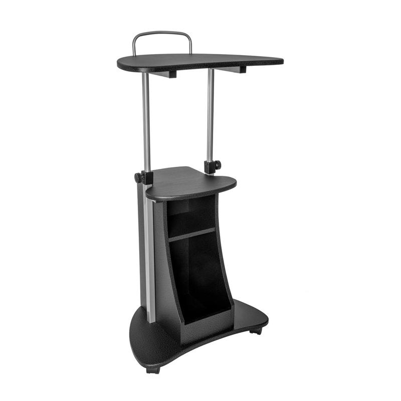 Sit-to-Stand Rolling Adjustable Height Laptop Cart With Storage