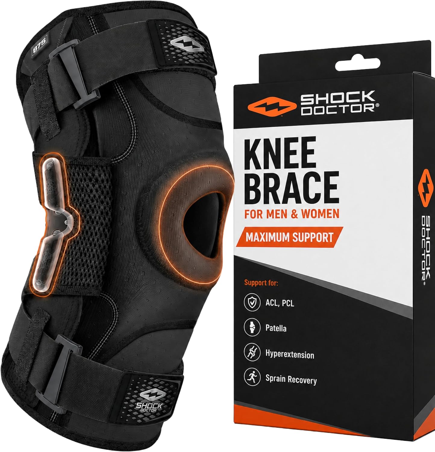 Shock Doctor Ultra Knee Support Brace with bilateral hinges - Black