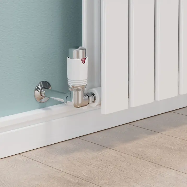 Echo Corner TRV Chrome & White Thermostatic Radiator Valve