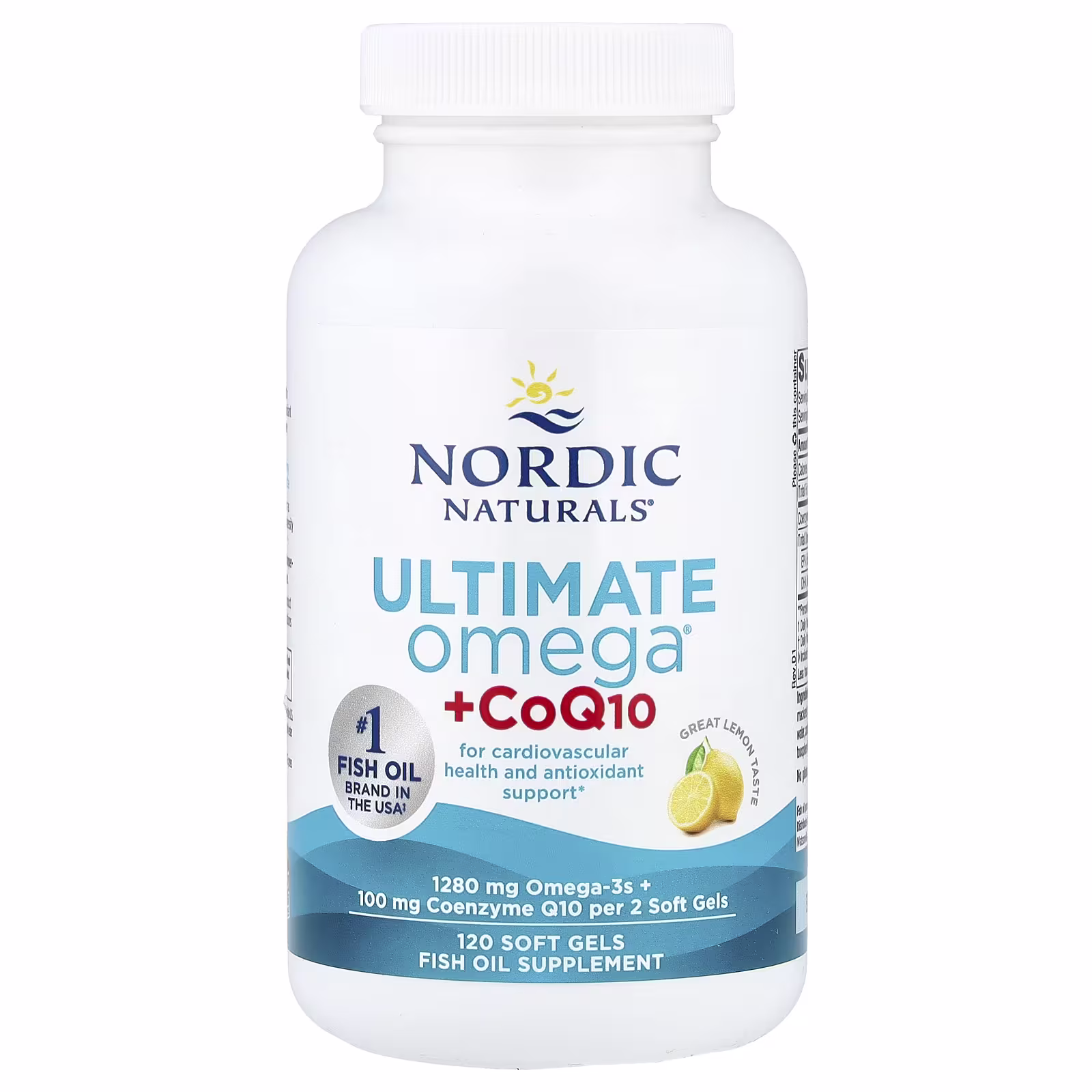 Ultimate Omega +CoQ10 – 1,280 MG Total Omega-3s + 100 MG CoQ10 – Lemon (120 Softgels)