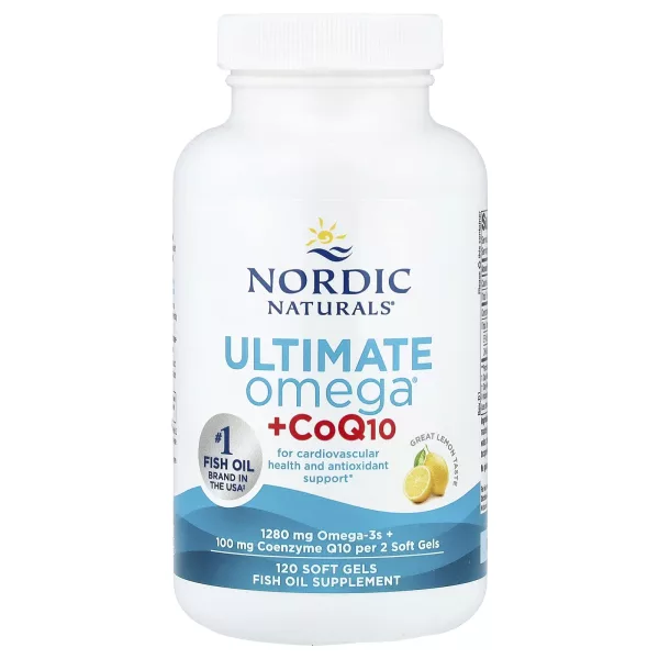 Ultimate Omega +CoQ10 – 1,280 MG Total Omega-3s + 100 MG CoQ10 – Lemon (120 Softgels)