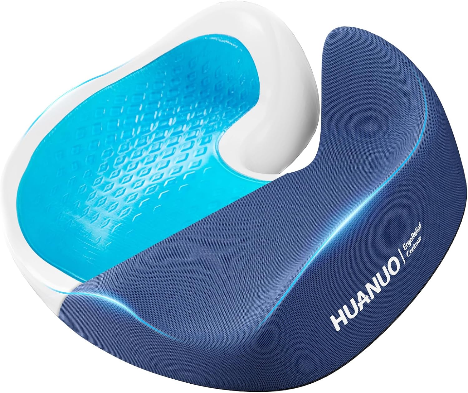 HUANUO Ergonomic Seat Cushion, Memory Foam Cooling Gel Office Chair Cushion for Hip Support, Tailbone Pressure Relief, Breathable Car Seat Cushion for Home, Work, Driving