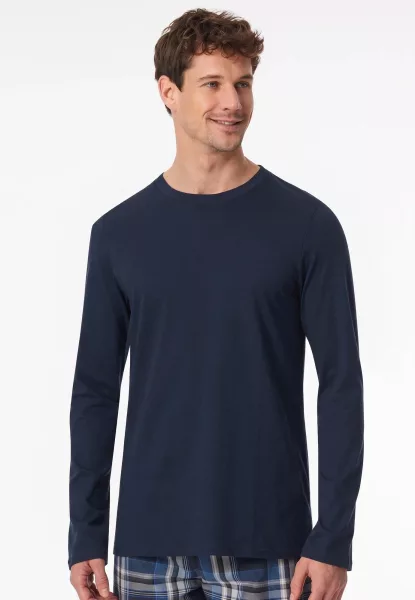 Schiesser heren pyjamashirt lange mouw - katoen
